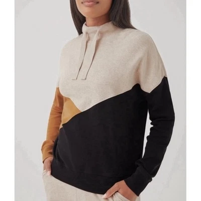 NWT Pact 100% Organic Cotton Airplane Color Block Pullover Sweatshirt Small Chai - Image 1 of 4