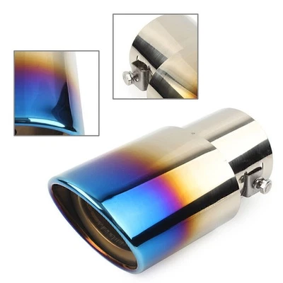 Car Stainless Steel Rear Exhaust Pipe Tail Muffler Tip Round Accessorie Straight - Image 1 of 4