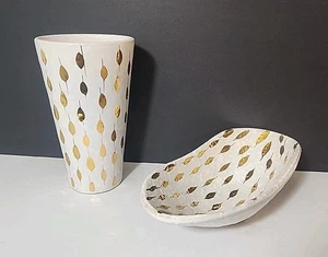 MCM BITOSSI ALDO LONDI GOLD PLUME PIUME VASE & BOWL MADE IN ITALY RAYMOR - Picture 1 of 15