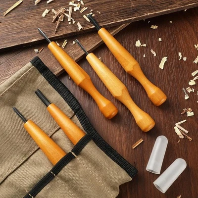 5 Pcs Linocut Carving Tools Set - Triangular Linoleum & Wood Carving Knife Ch... - Image 1 of 4
