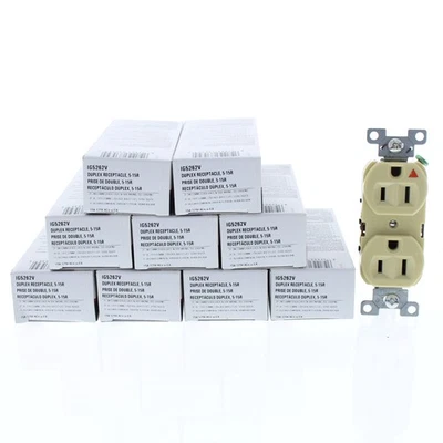 10 receptáculos de tierra aislados dúplex Cooper marfil 5-15R 15A 125V 2P3W IG5262V Foto 1 de 4