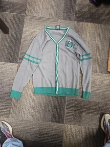 Harry Potter Pullover Button Down Strickjacke Slytherin grau/grün Herren Gr. Large  - Bild 1 von 7