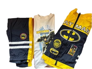 Vintage Batman Y2K Tracksuit Set Jacket Shirt Pants Size 7 Comic Superhero - Picture 1 of 5