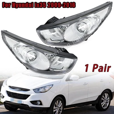 2 件装前照灯组件适用于现代 ix35 2009 - 2016 前保险杠车头灯 — 第 1/4 张图片