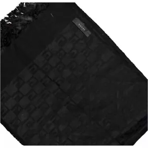 Gucci Black GG Logo Scarf 65% Seta Silk, 35% Lana Wool. - Picture 1 of 10