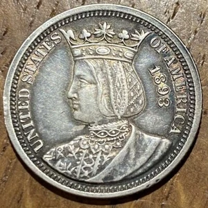 PIECE 25 CENTS USA ARGENT 1893 COLUMBIAN QUARTER (808) TRÈS RARE!!! 24214 EX. - Picture 1 of 2