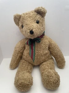 Vintage Ty Beanie Curly Bear 1991 LARGE Plush Tan Bow Toy T63 - Picture 1 of 3