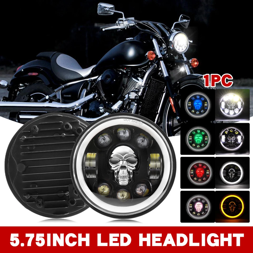 Faro LED Calavera RGB 5-3/4" 5.75 Hi-lo Beam Halo DRL para Motocicleta Moto Foto 1 de 4