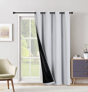 Set of Two (2) 100% Blackout Curtains Extra Wide 110 Inches - All Length - White - Picture 1 of 6