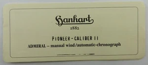 HANHART Bedienungsanleitung mit Garantieschein - Pioneer Caliber I / Admiral - Bild 1 von 4