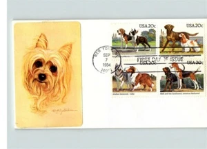 DOGS, 1984 First Day of Issue; Collie, Boxer, Malamute, Spaniel, Foxhound.... - Picture 1 of 1