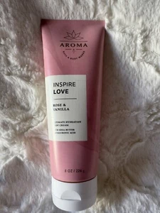 Bath & Body Works Rose & Vanilla Inspire Love Aromatherapy Body Cream 8 oz New - Picture 1 of 2