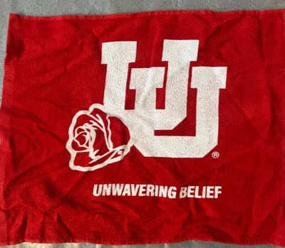 Utah Utes Rosebowl Rally Towel white screened  Logo 11" x 18" 100% Cotton - Image 1 of 2
