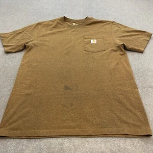 Carhartt Pocket Shirt Mens L Tall Brown Distressed Short Sleeve K87 Logo Grunge - Picture 1 of 11