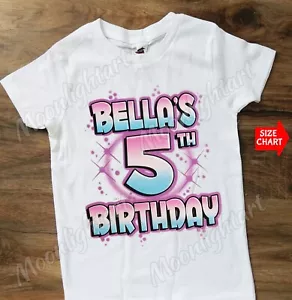 Personalized Name & Age Cute Birthday Girl T-Shirt - Picture 1 of 2