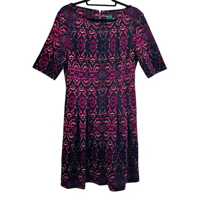 Gabby Skye Womens Dress 10 Ponte Knit Fit and Flare Back Zip Short Sleeves - Image 1 of 4