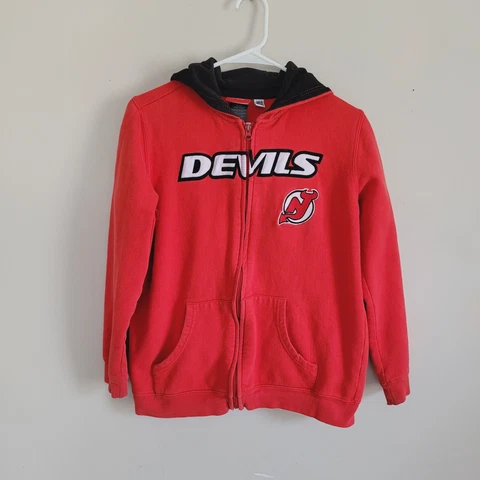 Reebok Embroidered New Jersey Devils Full Zip Hooded Sweatshirt Size XL Cover