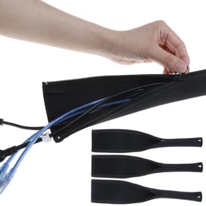 Neoprene cable management sleeve zipper wrap wire hider cover organizer SY - Picture 1 of 9