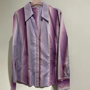 Women’s Pink & Purple Striped Blouse Size 40 UK 12 - Picture 1 of 8