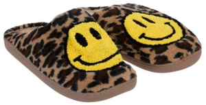 Pantofole da donna Katy Did stampa leopardata Happy Face Sm/Med adatte a 5,5-7 US - Foto 1 di 3