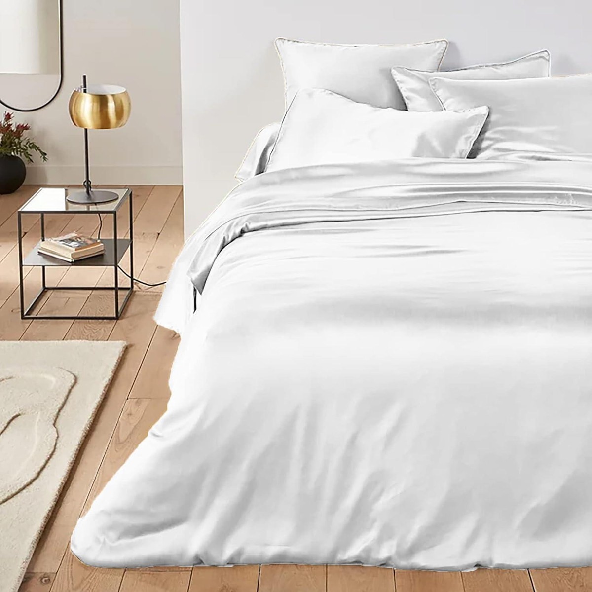 Copripiumino Matrimoniale Maxi Fazzini 250x260 Cm - Raso Satin 300 TC Puro Cotone, Colore Antracite