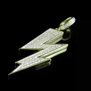 1Ct Round Cut Moissanite Thunder Lighting Pendant 14K Yellow Gold Plated Silver - Picture 1 of 3
