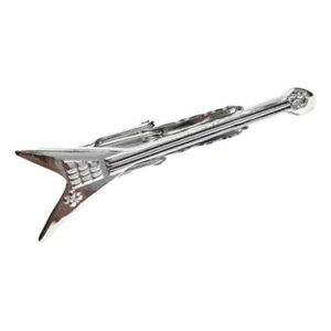 Flying V shaped Electric Guitar Silver-plated Tie Bar/Clip/Slide - Picture 1 of 2