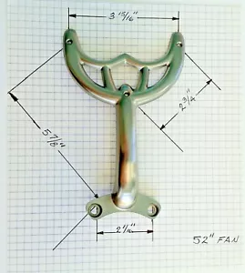 52" Brushed Nickel Ceiling Fan Blade Arm Bracket, Fits Hunter & Hampton Bay Fans - Picture 1 of 4