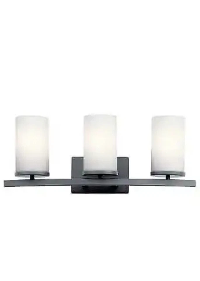 Kichler 45497BK - Accesorios de baño iluminación interior vidrio opalino satinado negro 3 brazos Foto 1 de 1