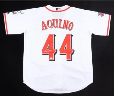 Aristides Aquino Signed Cincinnati Reds Majestic Jersey (PSA) L - Image 1 of 4