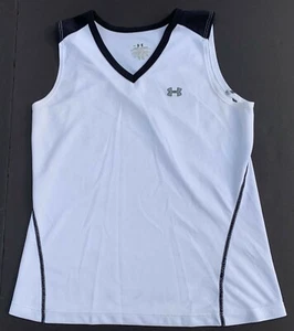 UNDER ARMOUR Women HeatGear Loose Fit Soccer Sleeveless T Shirt Tops V Neck SM - Picture 1 of 2