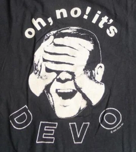 Vintage 1982 Oh No It's Devo Pop New Wave Band Black T-Shirt NG2051 - Bild 1 von 2
