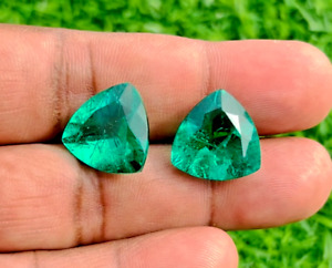 Natural Emerald Cut Gemstone with Lab Emerald Cut Trillion Shape 15x15x8 MM Pair