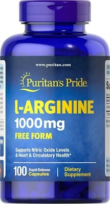 Puritan's Pride L-arginina 1000 mg cápsulas, 100 unidades, blanco Foto 1 de 4