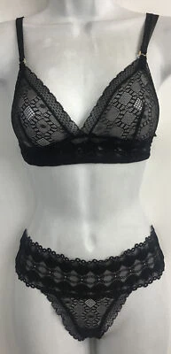 Stella Mccartney жасмин вдохновляющий черный кружевной бюстгальтер и трусики комплект новый с Ярлыками размер маленький - Изображение 1 из 4