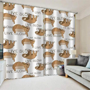 Brown Monkey Trunk Back Hair Printing 3D Blockout Curtains Fabric Window - Bild 1 von 9
