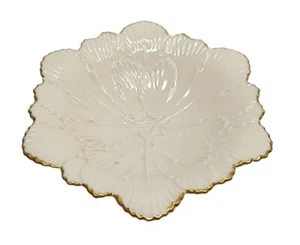 Vtg Flower Signed Lenox 3” Pedestal Candy Dish 6” Diameter With 24kt Gold Trim - Picture 1 of 3