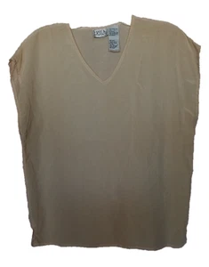 Erika 100 % Seide einfarbig buttercreme V-Ausschnitt Shell Gr. Large - Bild 1 von 7
