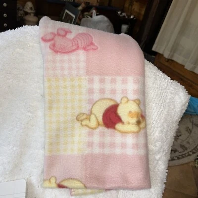 Disney Winnie The Pooh Patchwork Vellón Cuadrados Rosa Bebé Manta Dormir Foto 1 de 4