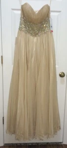 COLORS Nude Embellished Ruched Long Flowing Evening Prom DRESS New Womens Sz 8 - Picture 1 of 8
