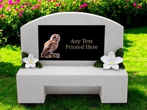 Personalised Large White Memorial Bench With Plaque Grave Marker (UV PRINTED) - Picture 1 of 16