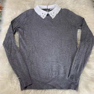 Maglione donna Vila Milano Academia Peter Pan colletto M/L grigio gotico Cottagecore - Foto 1 di 8