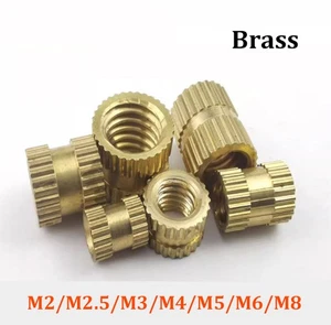 M2/M2.5/M3/M4/M5/M6/M8 Brass Cylinder Knurled Threaded Round Insert Embedded Nut - Picture 1 of 6