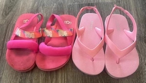 Ugg & Old Navy Toddler Girl Pink Sandals Shoes Lot Of 2 Pair Size 8 - Picture 1 of 10