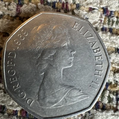 Moeda RARA 1969 NOVA PENCE 50p British Elizabeth II lançamento-1969 - Imagem 1 de 2