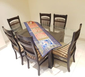 Dining Table Runner Wall Tapestry Woven Zari Brocade Banarasi Cover Multi-Color - Picture 1 of 9