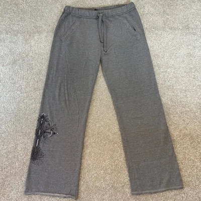 Vtg y2k Vanity Gray yoga pants low rise Cross Detail Drawstring Women's Medium - Image 1 of 4