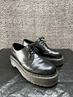Dr. Martens 1461 Quad Smooth Leather Platform Shoes Black Unisex Size 9W/8M US - Image 1 of 4
