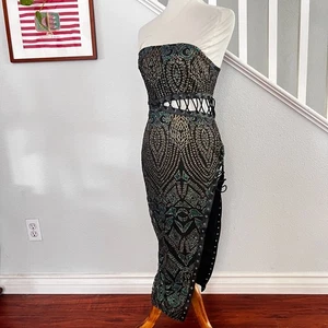 Pretty Little Thing Womens Corset Cut Out Glitter Dress Sz US 4 Whimsygoth Fairy - Picture 1 of 9