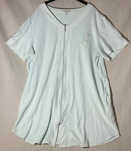 Croft & Barrow Pale Green Robe Sz 2X  Womens Full Zip short Sleeves Pockets - Picture 1 of 3